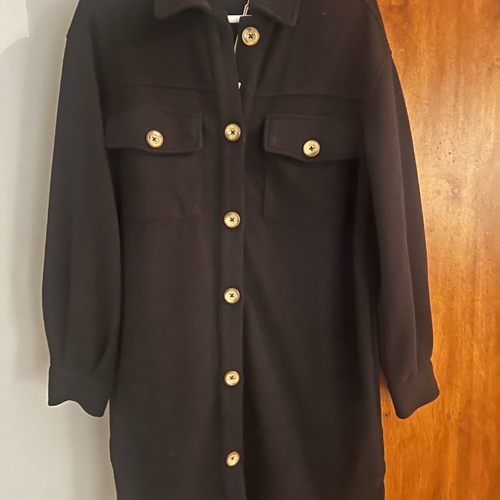 Z Supply Black sweater like Coat with Gold Buttons!
